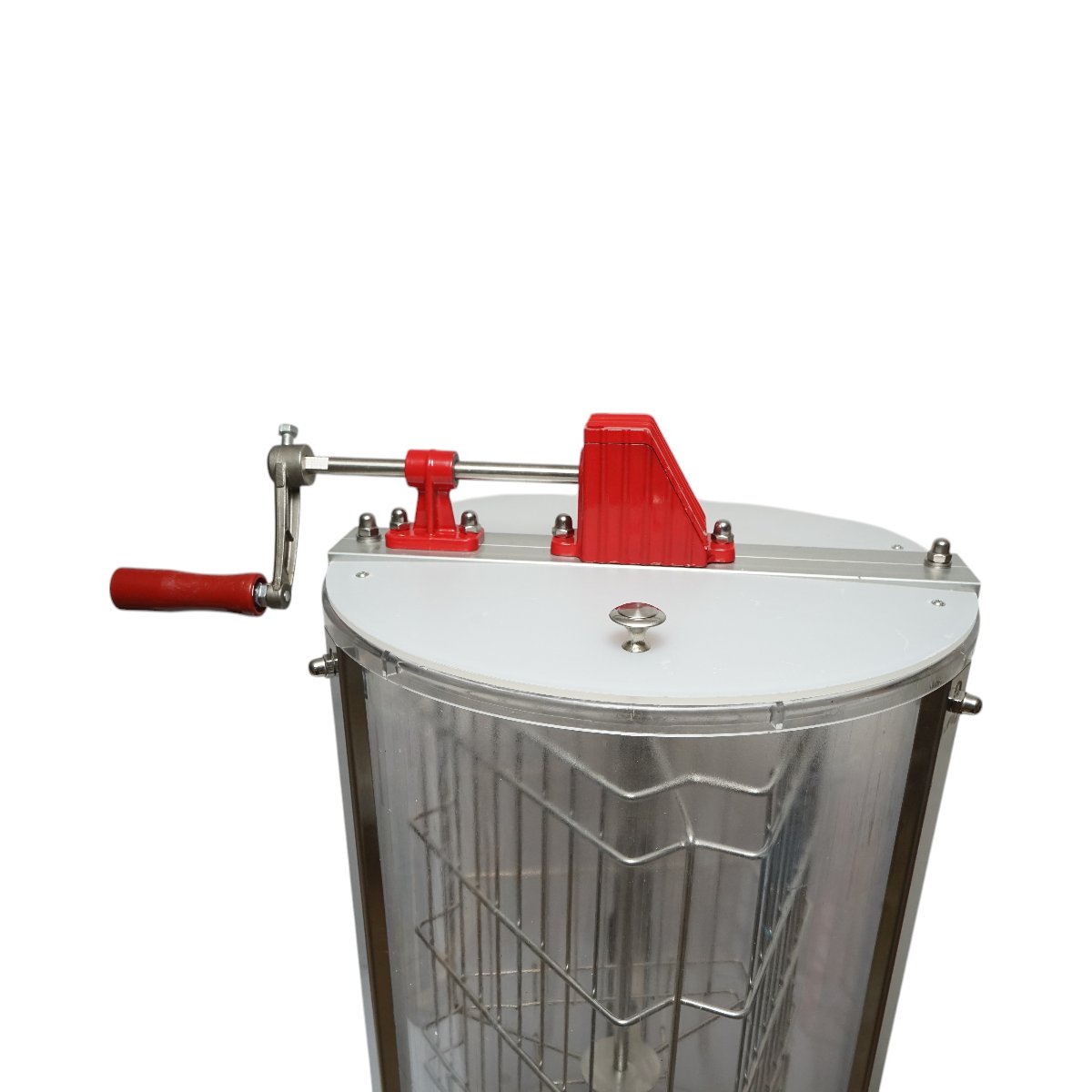 Centrifuga manuala apicola, extractor miere transparent cu 3 rame